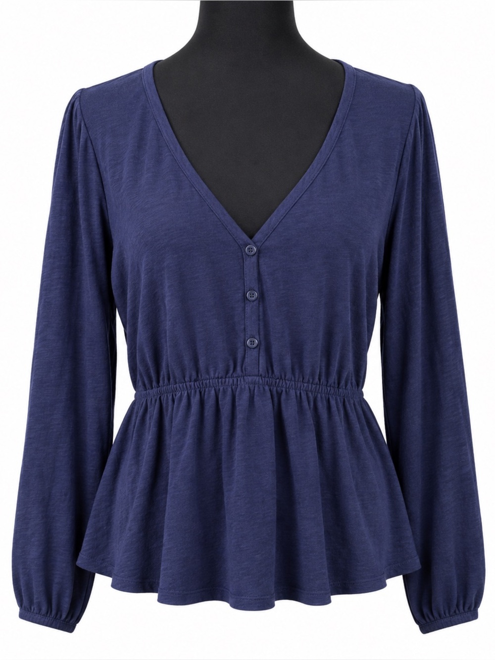 Lucky Brand NWT Navy Button Front Peplum Top Size M